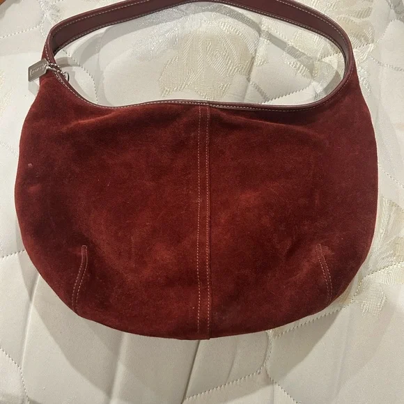 Vintage Coach Burgundy Suede Bag - Picture 3 of 3